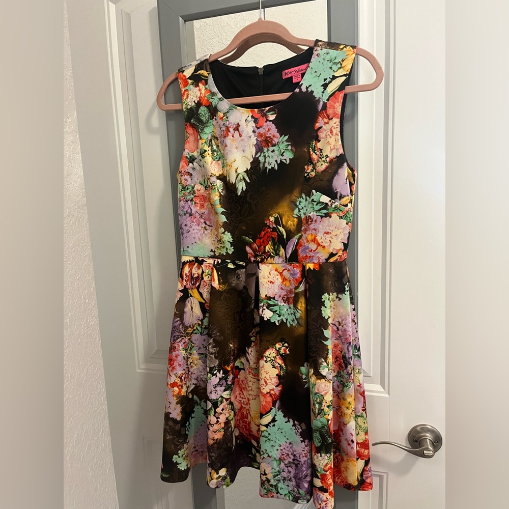 Betsey Johnson Floral A-Line Sleeveless Swing Fit and Flare Dress